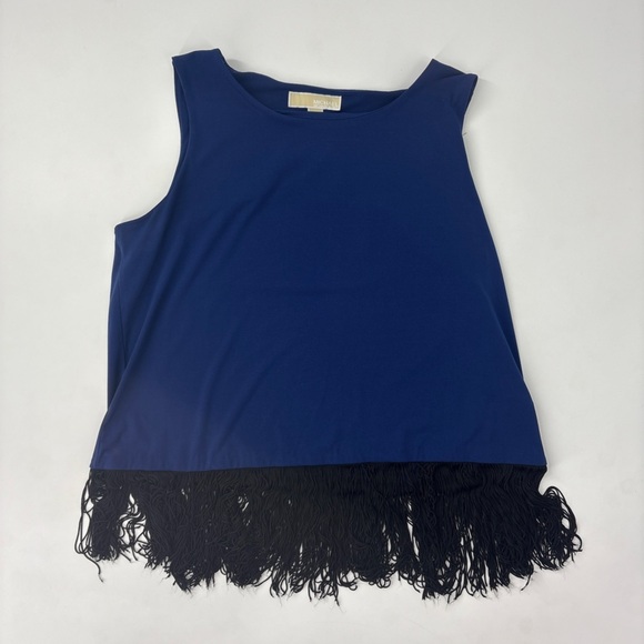Michael Kors Women's Frayed Fringe Tank Top Navy Blue - Picture 4 of 7